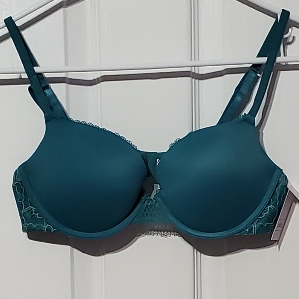 Auden Teal Lace Detail Push Up Bra Bra